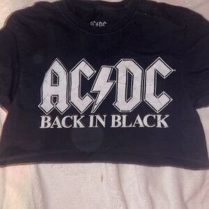 Vinatge AC/DC Womens Cropped Tee - Black with White Print